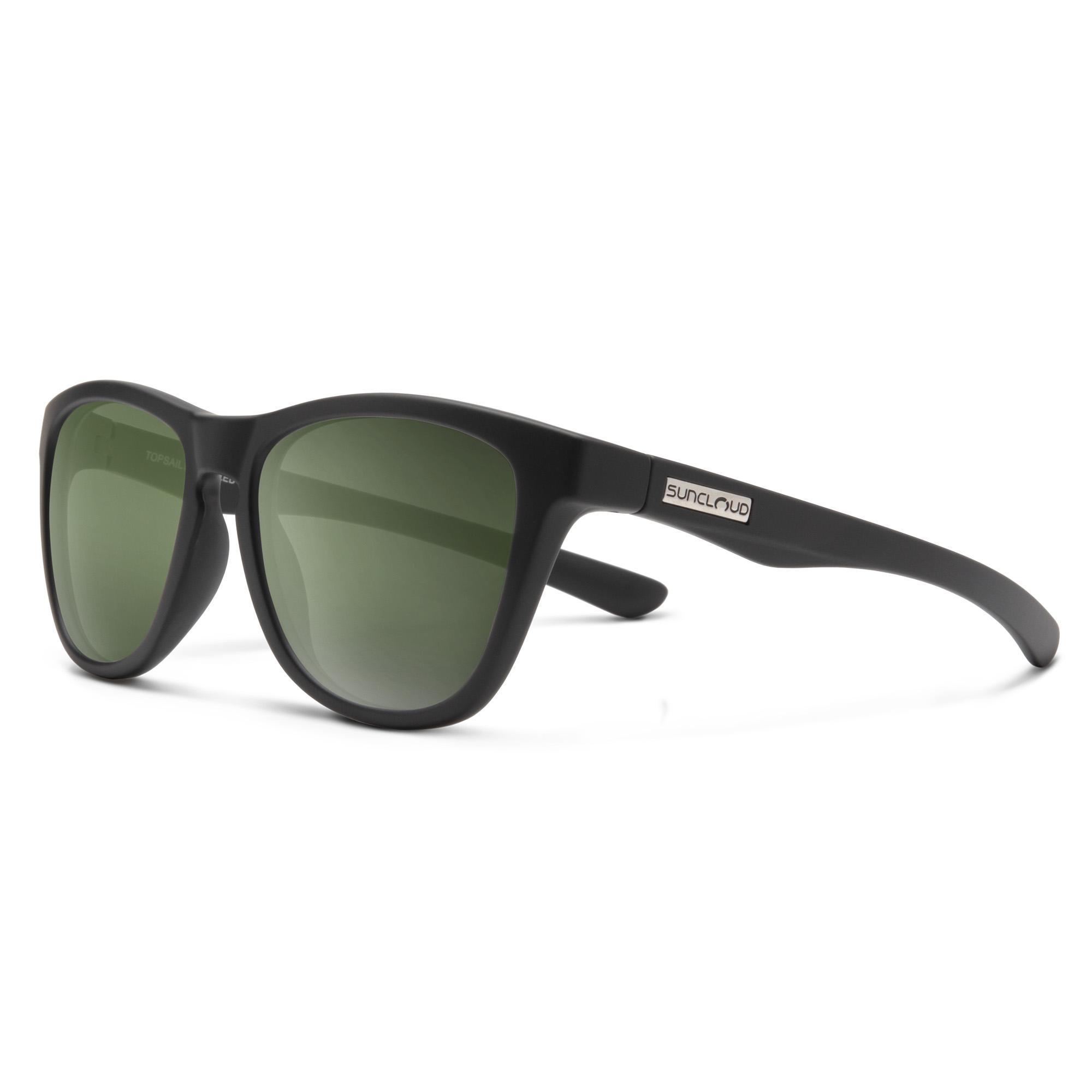 Suncloud Topsail Sunglasses Polarized in Matte Black with Grey Green